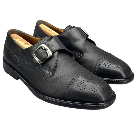 Florsheim Imperial Black Leather Detailed Monk Strap Buckle Dress Shoe Men 9.5EE - Picture 1 of 8